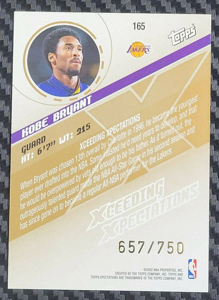 2002-03 TOPPS XPECTATIONS KOBE BRYANT XCEEDING XPECTATIONS #D 657/750 LAKERS! - Image 2 of 2