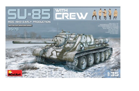 Miniart 35178 - 1/35 WWII Soviet Su-85 Mod. 1943 (Early) W/ Crew - New