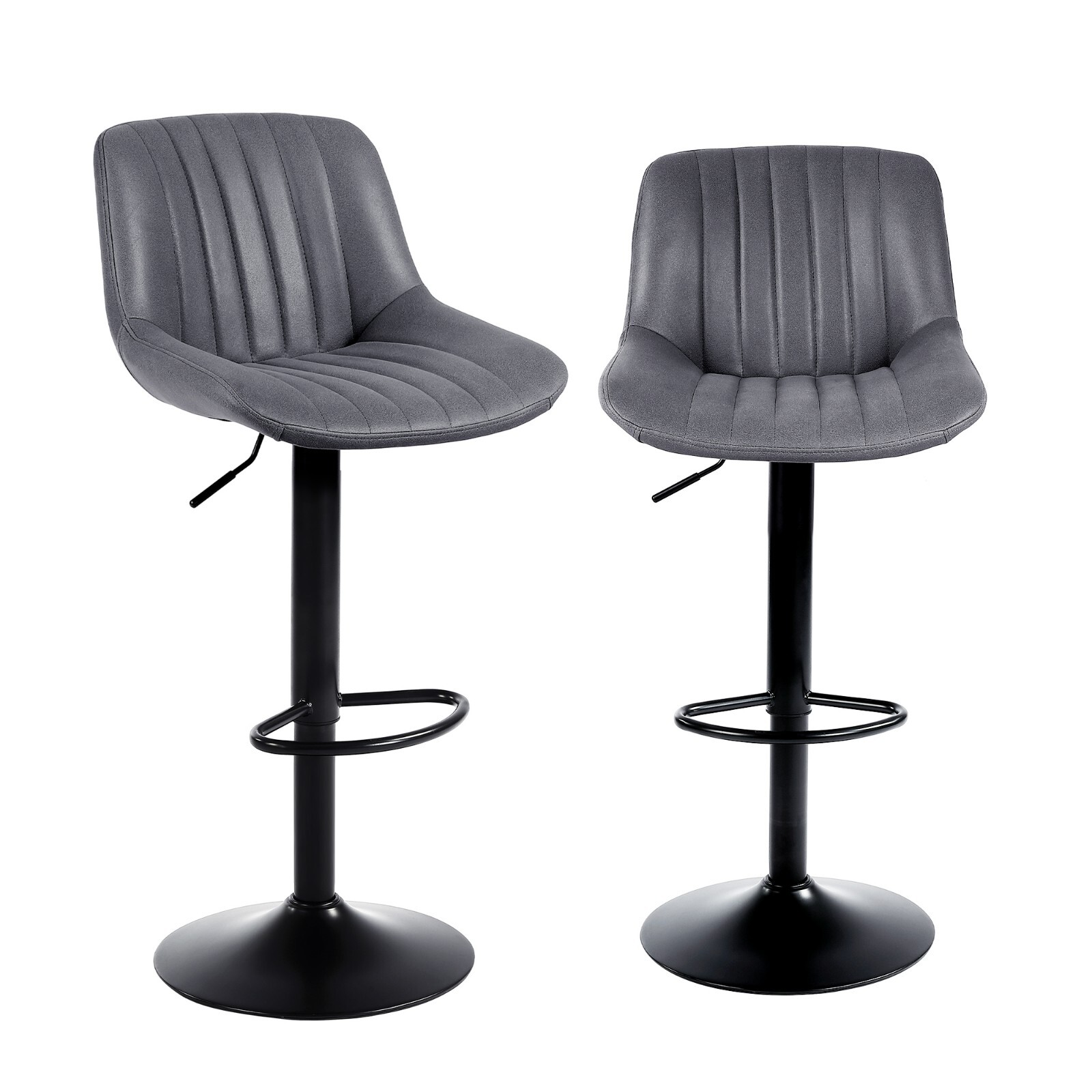 Bar Stools Set of 2, PU Leather Counter Height Barstools with Back