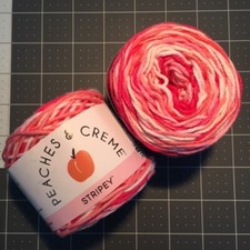   24 ONE Lot of 2 Peaches n Cream Yarn 204 Yds 4 oz 100 Cotton Energetic Pink
