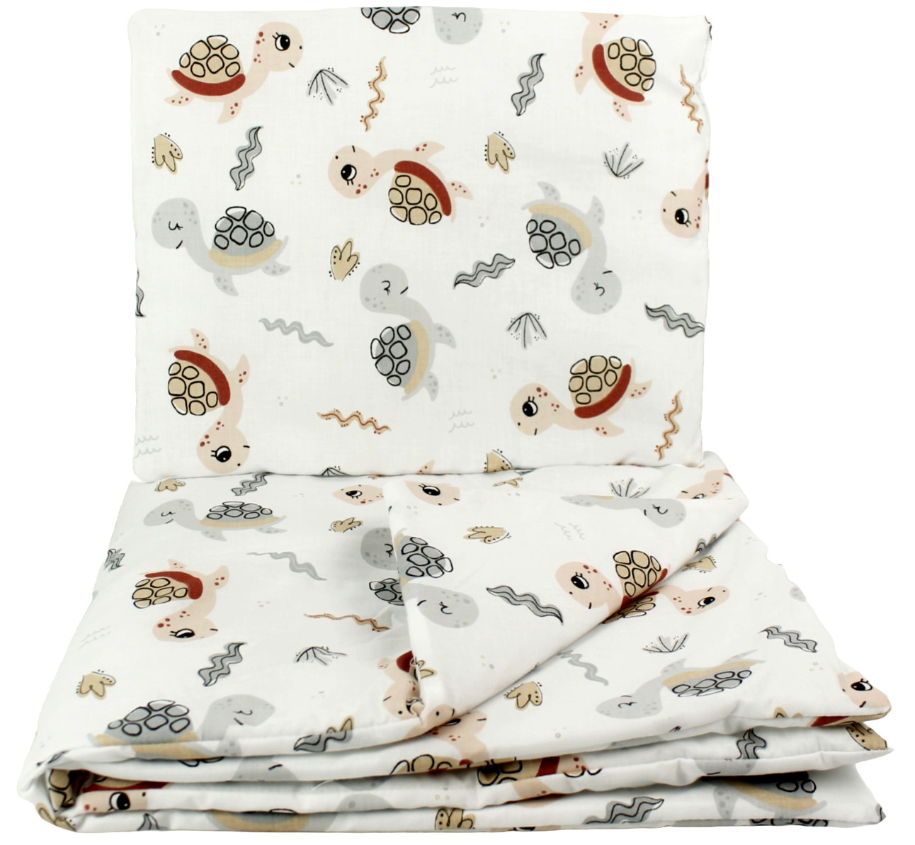 Set lenzuola lettino 2 pezzi 60x120 cm 100% cotone bambina ragazzo TARTARUGHE GRIGIO BEIGE