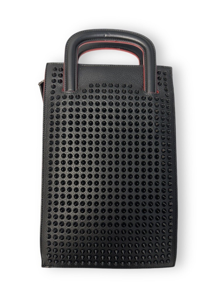 NEW Christian Louboutin Trictrac Portfolio Bag Black Leather and