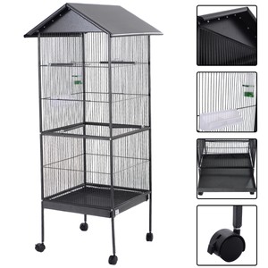 Détails Sur Volière Cage Oiseaux Métal Pour Perroquet Canaries Perruches Hauteur 157cm