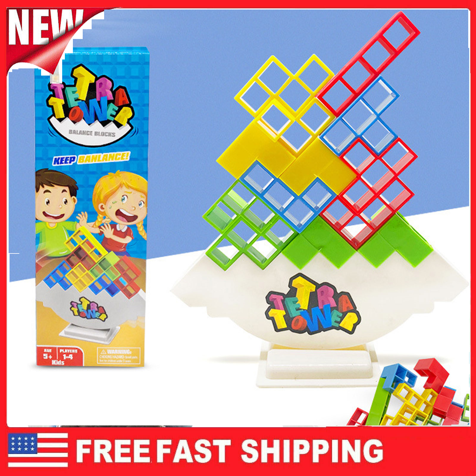 48PCS Kid Adults Board Games Tetra Tower Balance Stacking Toys Building Blocks