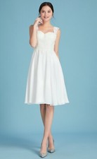 HBH Brautmode kurzes Brautkleid mit Perlen bestickt  für Standsamt Gr.34-44