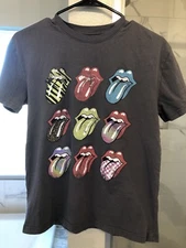The Rolling Stones Multiple Tongues Designs Woman’s Small Dark Gray T-Shirt