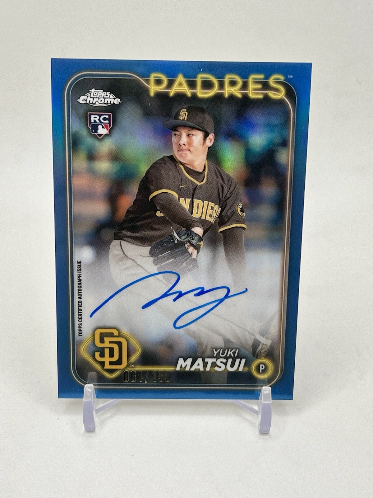 2024 Topps Chrome - Rookie Autographs Blue Refractor #RA-YM Yuki Matsui /150 (RC