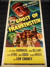 THE GHOST OF FRANKENSTEIN 1942 * LON CHANEY * BELA LUGOSI * RARE MOVIE POSTER!!
