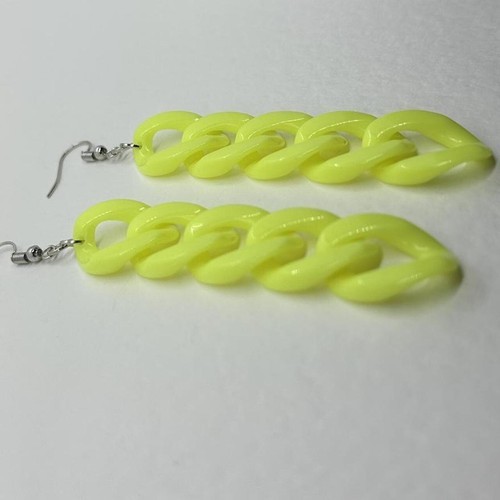 Acrylic chain earrings, long kitsch earrings pink blue purple 10.5 cm long - Picture 43 of 84