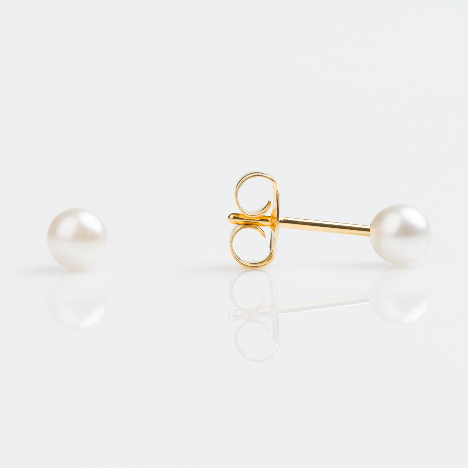 Studex Sensitive Round White Faux Pearl Gold Plated Stud Earrings - Size Choice
