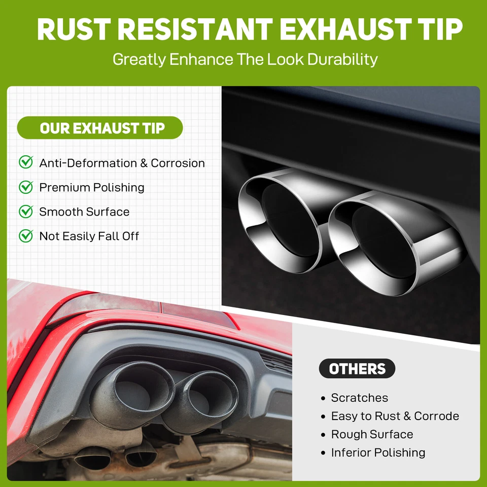 Para Dodge Charger 06-23 Doble 2.5" a 3.5" Cuádruple Punta de Escape Doble Pared Inoxidable Foto 3 de 4