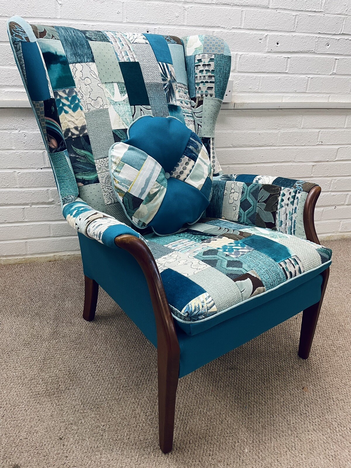 Set Of 2 Parker Knoll Wingback Chairs Newly Upholstered in Patchwork Design eBay