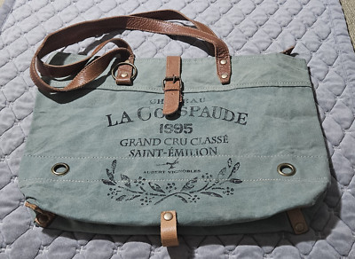 Myra Bags Large Green La Couspaude Upcycled Canvas Market Tote Bag Purse