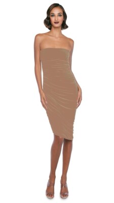 Norma Kamali Women's Blush Pink Ruched Diana Dress Size L Knee Length | eBay