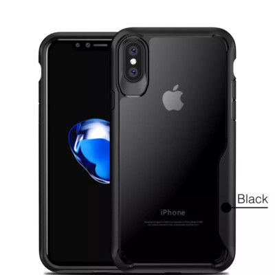 For iPhone XS X Black Shockproof Clear Back Hybrid Hard