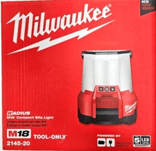 Milwaukee 2145-20 Radius LED Light M18 Compact 4,400 Lumens Cordless, Corded 18V