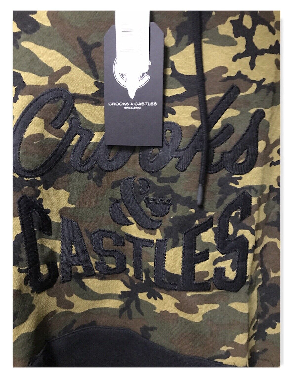 Crooks & Castle Embroidered Camo/Black Sleeves Pullover Hoodie 