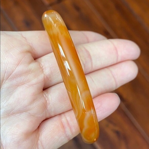 NEW Orange Red Agate Bangle Inner Diameter 56 mm - Round Shape MN9 - Picture 10 of 12