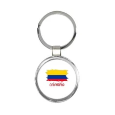 Colombia Flag : Gift Round Keychain Colombian Country Expat