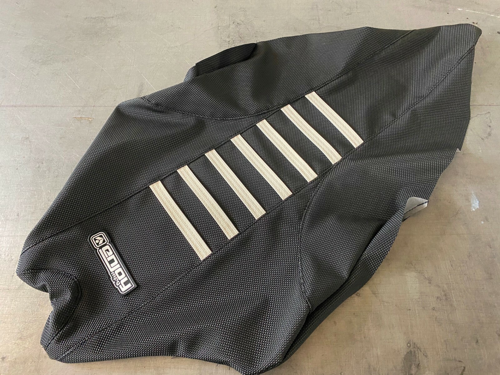 2009 - 2020 Yamaha YFZ 450R Seat Cover All Black / White Ribs GRIPPER QUAD #201 - Foto 4