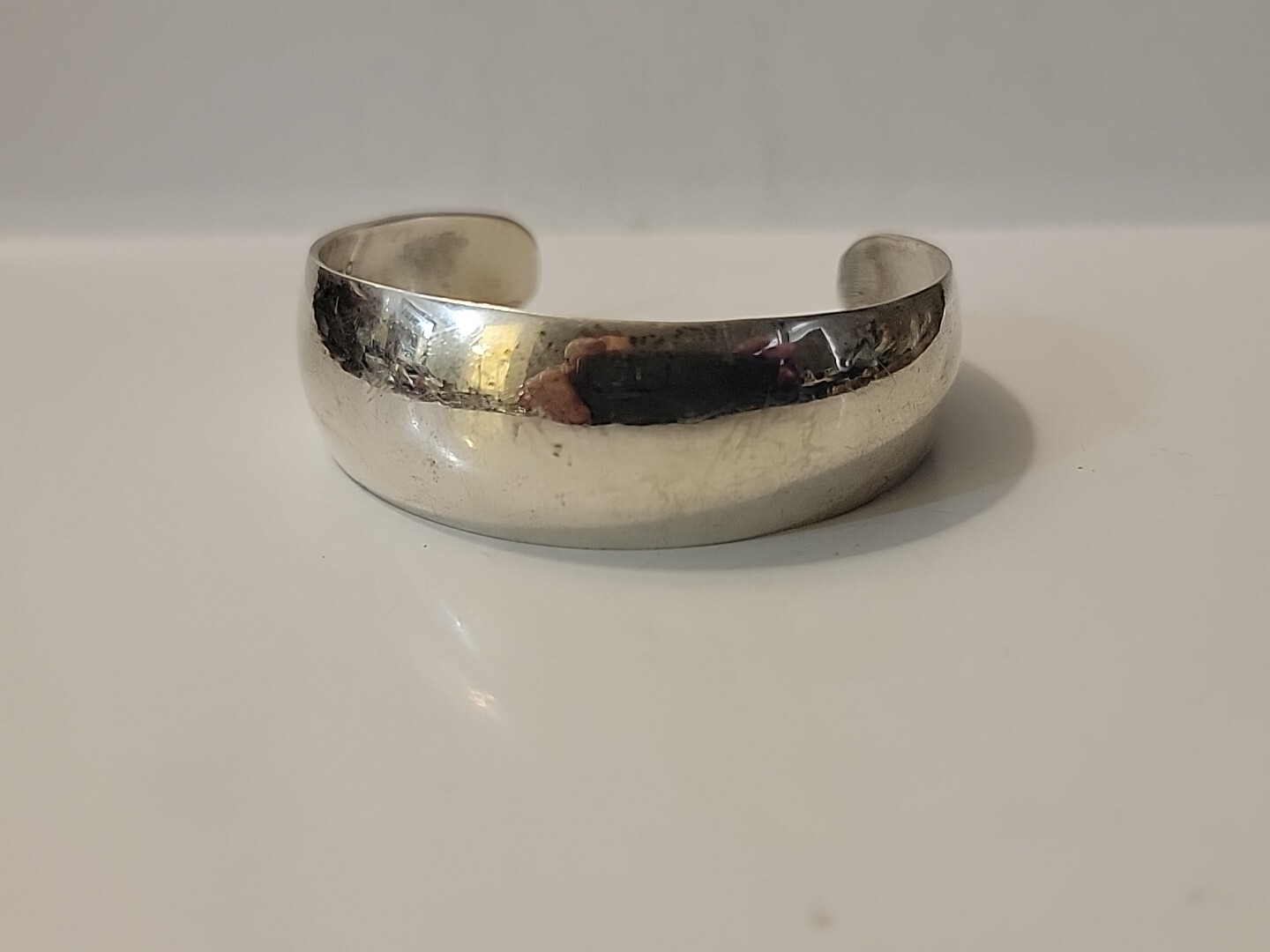 Sterling 925 Silver Solid Cuff Bracelet Signed TG… - image 1