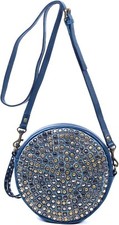 Old Trend Nwt Leather Studded Full Sun Round Crossbody Bag New