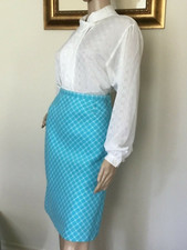 60's Vintage Blue Mod White Check Skirt "NWT"