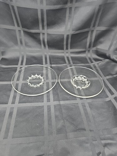 (6) Vintage Clear Glass 6" Dessert Plates~Blown Glass Starburst Pedestal Base - Picture 12 of 15