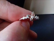 Butterfly and zircons 925 sterling silver ring