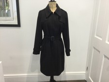 Kookai Wool Blend Black Overcoat Coat Trench Size 40” 12 Epaulettes Belt Pockets