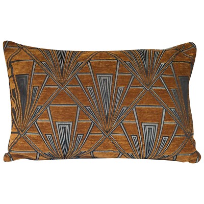 Art Deco Kissen Geometrisch XL Rechteckig. Gold & Silber Samt Chenille. 23x15''