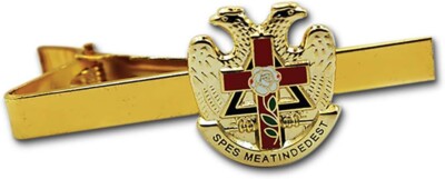 32nd Degree Rose Croix Cross Scottish Rite Masonic Tie Clip - [Gold & Red]