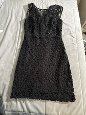 BISOU BISOU Lace Tank Sheath Dress Womens Size 4 Black Floral Lined Back Zipper