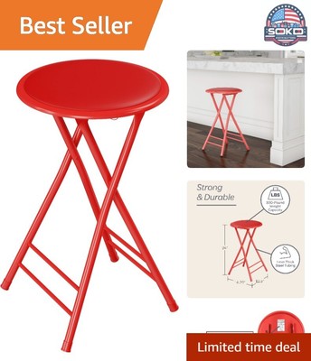 Portable Folding Stool with 225lb Capacity - Red Indoor Seating Solution