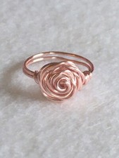 Size 8 Rose Gold Toned Wire- Wrap Rose Ring