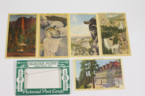 Yosemite National Park Glacier Point Souvenir Pictorial Post Card Set - c 1950's
