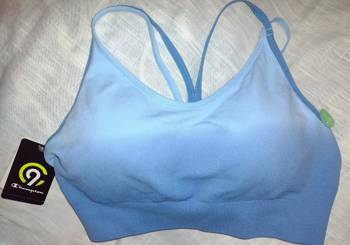 CHAMPION STRAPPY ACTIVE WEAR SPORTS BRA WIRELESS TARGET BLUE OMBRE XXL NEW