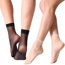 10/20 Pairs Women Ankle Stockings Nylon Elastic Short Sheer Silk Socks Hosiery