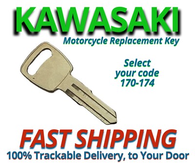 Kawasaki Motorcycle Keys G4TR G5 KV100 Replacement Key Cut to Code 170-174