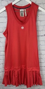 ROLAND GARROS x ADIDAS Women's Large Orange/Red Pleated Tennis Dress Climacool
