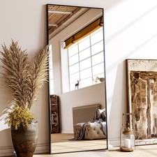 64" x 21.1" Full Length Mirror with Stand, Wall-Mounted Full Body Mirror,Black