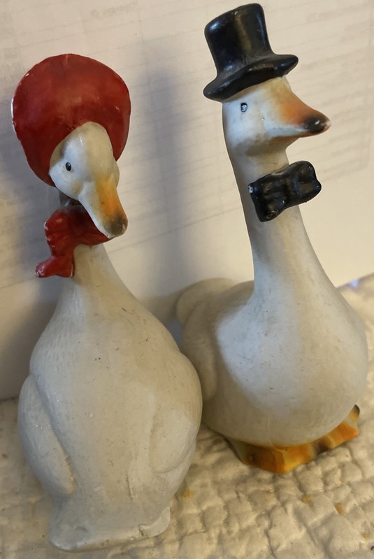 Vintage Mr Goose & Mrs F arm Wedding Cake Toppers Couple Ceramic 6”