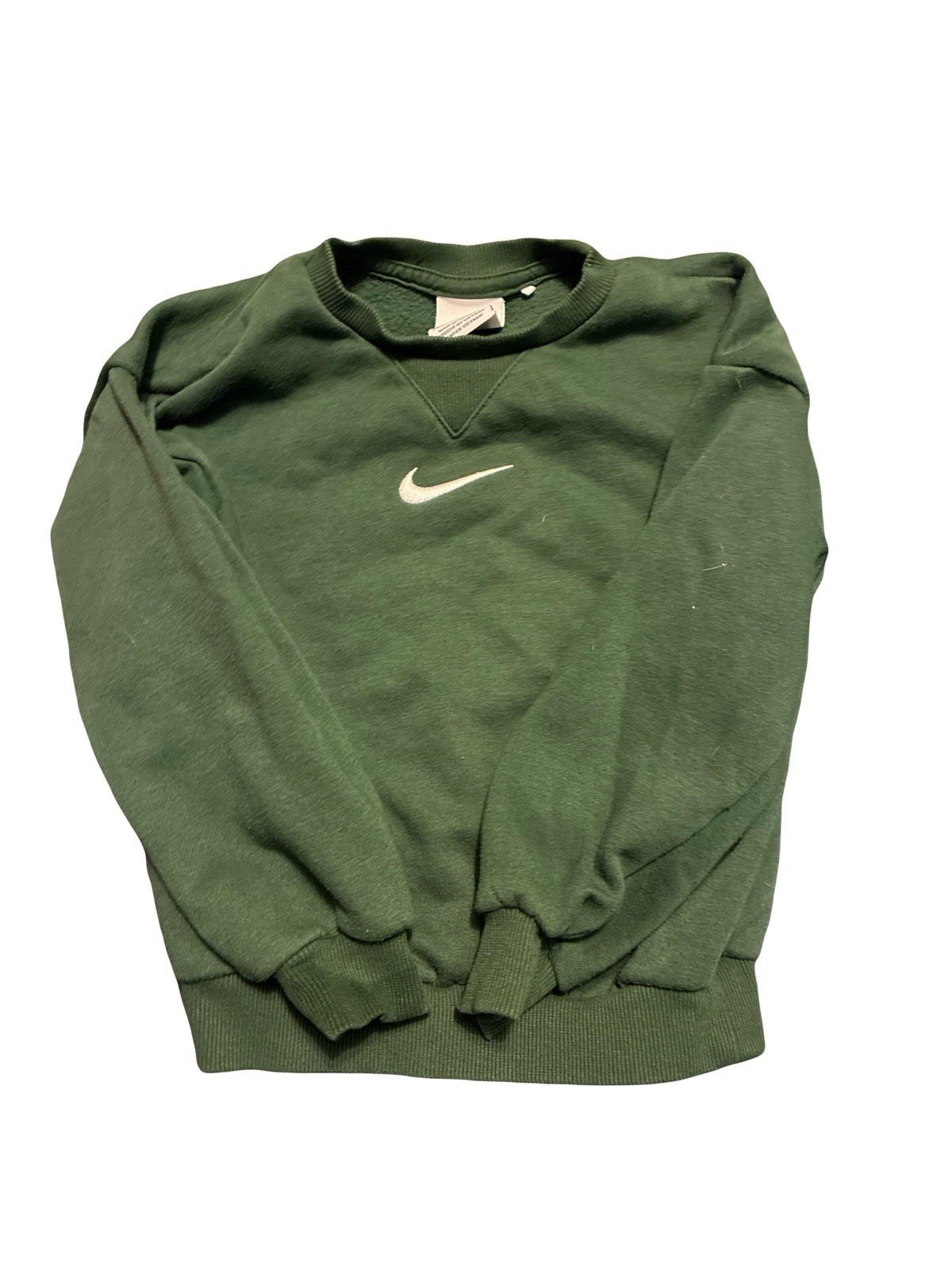 Nike Boys 4 T Green Fleece Pullover Sweatshirt Long Sleeve Crew Neck Logo