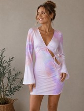565. Boohoo Pastel Watercolor Cutout Mini Dress NWT