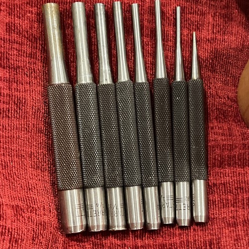 Vintage USA Starrett Drive Pin Punches Set S565WB 8 Piece Wood Case - Picture 8 of 11
