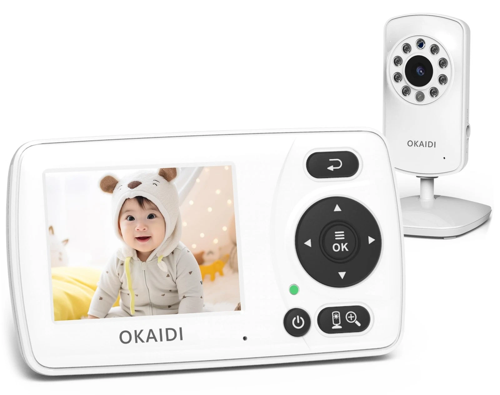 OKAIDI Video Baby Monitor with Camera and Audio, 2.4'' Portable Travel Baby M...