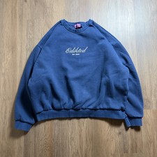 Edikted Los Angeles Est 2020 Oversized Cropped Sweatshirt Navy Blue XL