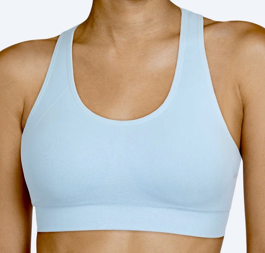 JOCKEY Essentials Cooling Seamless Ice Lt Blue Wireless Bralette Bra Womens Sz L
