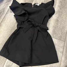 GB Girls Tie Front Flutter Ruffle Sleeve Jumpsuit Black 5 Shorts Great Used