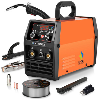 Hitbox 140A Mig Welder Gasless 110V/220V Dual Voltage Flux Core Welder Flux